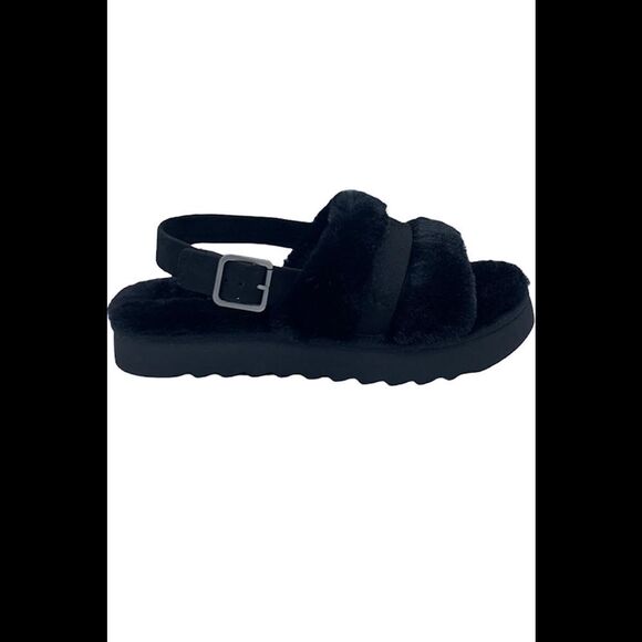 Koolaburra by UGG Shoes - Koolaburra by UGG Adjustable Slide Sandals Fuzz'd Out Black - Medium